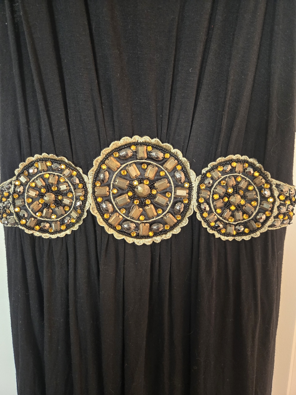 Alfani Black Maxi Dress with Gold Beaded Waist - Picture 4 of 5
